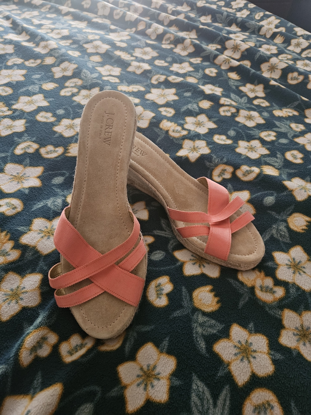 J. Crew Coral Cross-Strap Slide Mules